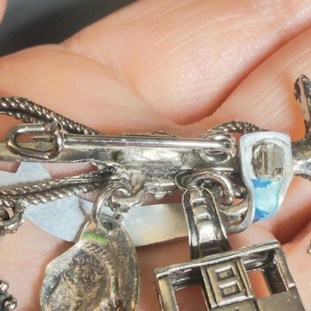 Salzburg Austria Souvenir Brooch Alpine Charm Pin Cable Car Hat Horn